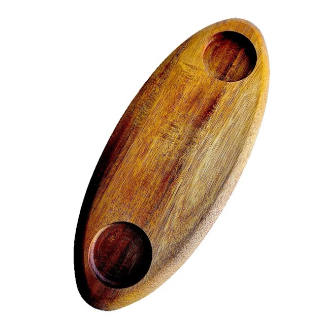 Chestnut Vintage Teak Wood Surfboard Shaped Charcuterie Board For Sale - Image 8 of 9