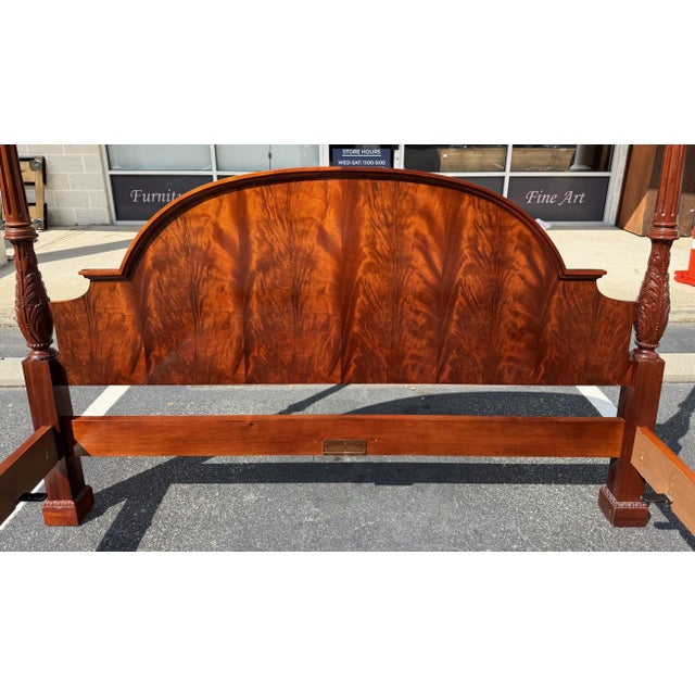 Late 20th Century Baker Furniture King Size Flamed Mahogany Georgian Style Poster Bed Frame For Sale - Image 5 of 13