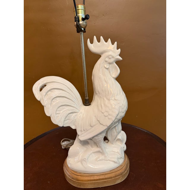 Vintage Mid-Century French Porcelain Rooster Table Lamp For Sale - Image 14 of 15