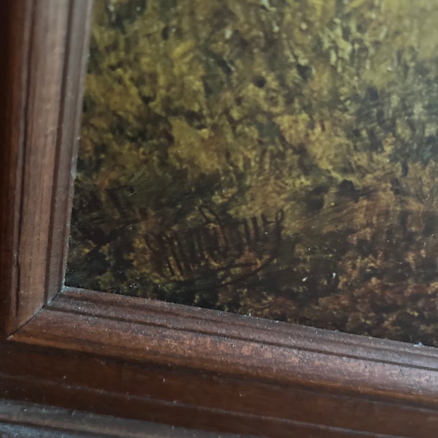 Textile 20th Century Reproduction of Vintage James Edward Meadows Canvas Print of Cottage Landscape Titled Rustic Peace Framed Signed Made by John Wanamaker For Sale - Image 7 of 11