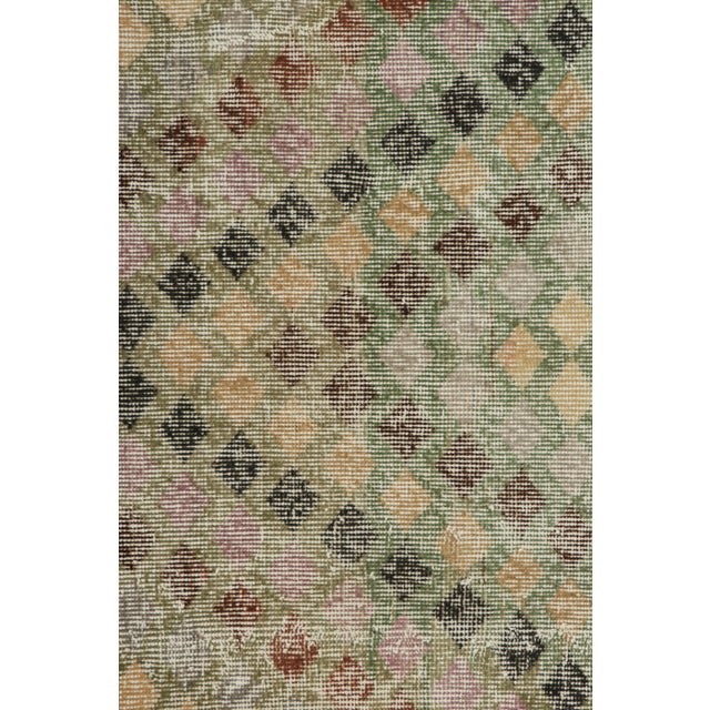 Mid-Century Modern Vintage Zeki Müren Rug in Brown With Diamond Geometric Patterns | Rug & Kilim For Sale - Image 3 of 7