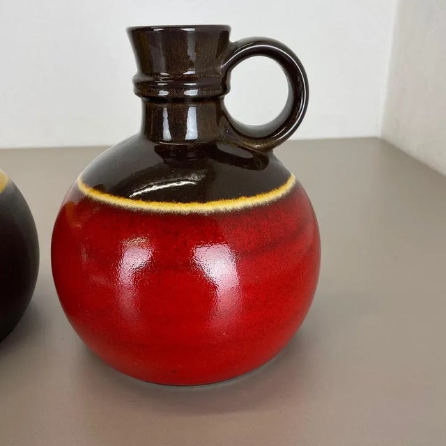 German Pottery Vases in Red and Yellow from Steuler Ceramics, 1970s, Set of 2 For Sale - Image 10 of 18