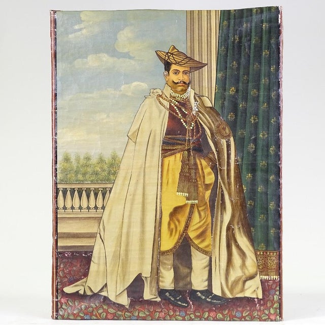 19th Century Antique Anglo Indian Original Portrait Of Maharaja