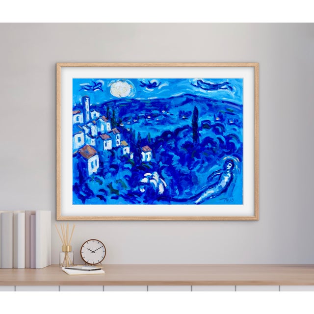 2020s Original Oil Moonscape Chagall Inspired For Sale - Image 5 of 9