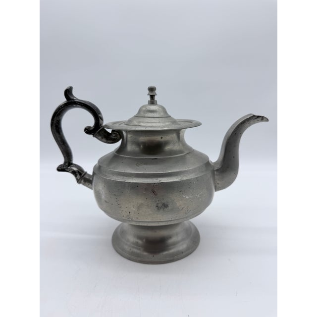 Antique American Britannia Teapot by R. Gleason, Dorchester, MA, circa 1840s A handsome antique American teapot in...