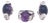 10kw Cabochon Amethyst Ring and Earing Diamond Set, 3 Pieces For Sale