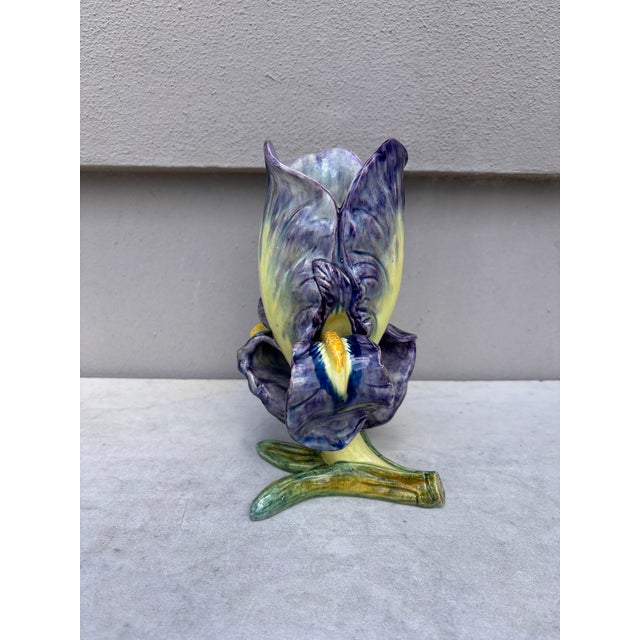 Ceramic Majolica Iris Vase Massier, Circa 1880 For Sale - Image 7 of 9