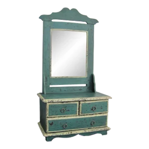 Folk Art Dresser Top Vanity Mirror in Original Paint