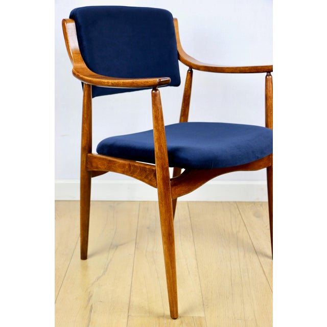Vintage Danish Office Armchair in Navy Blue, 1970s For Sale - Image 9 of 11