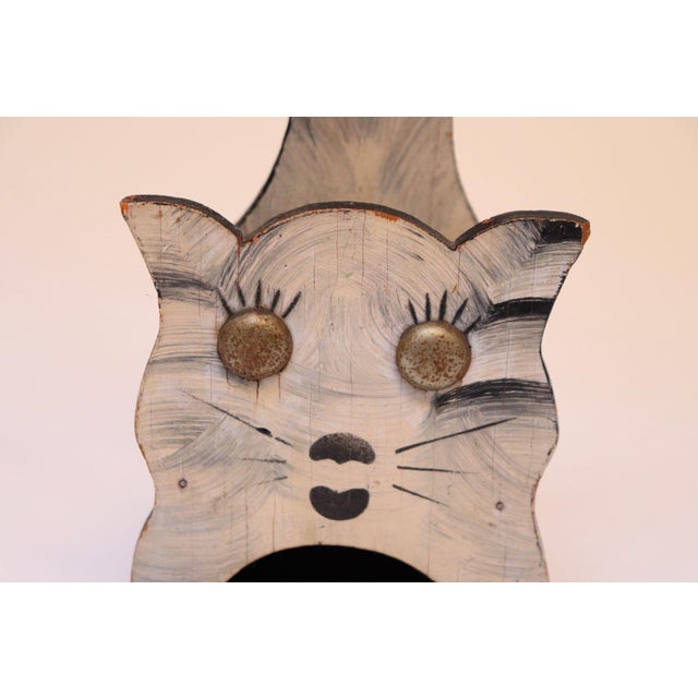 1940s Vintage Outsider Art Carved "Cat" Matchbook Holder For Sale - Image 5 of 12