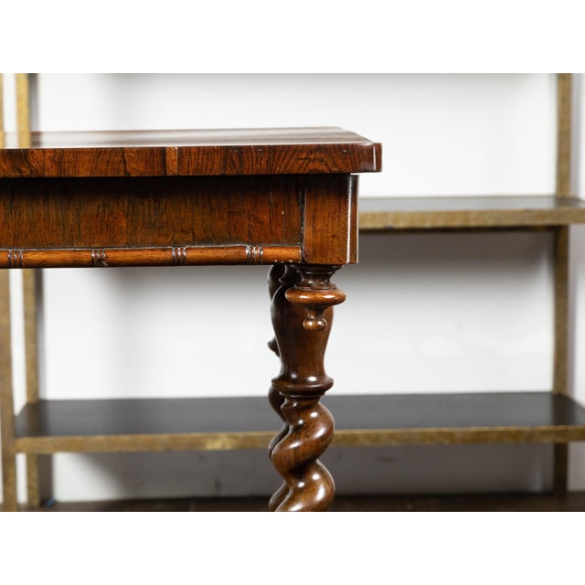 English 1860s Mahogany Table with Barley Twist Base and Petite Casters For Sale In Atlanta - Image 6 of 12