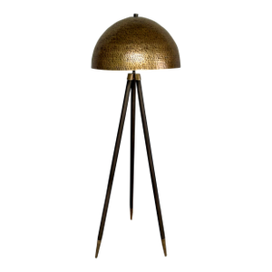 Revelation Modern Hammered Antique Brass Tripod Hemi Floor Lamp