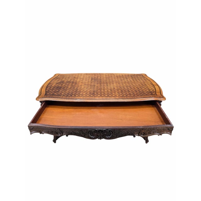 Antique French Louis XV Style Parquetry Library Table For Sale - Image 4 of 8