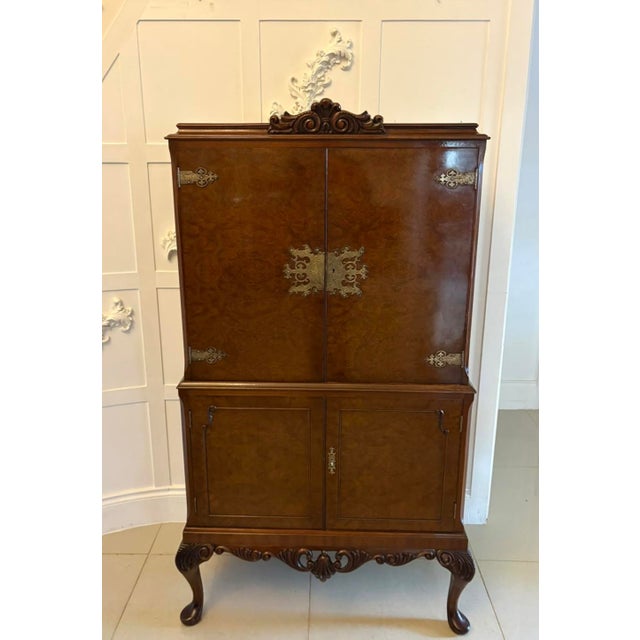 Vintage Burr Walnut Cocktail Drinks Cabinet, 1920 For Sale - Image 17 of 17