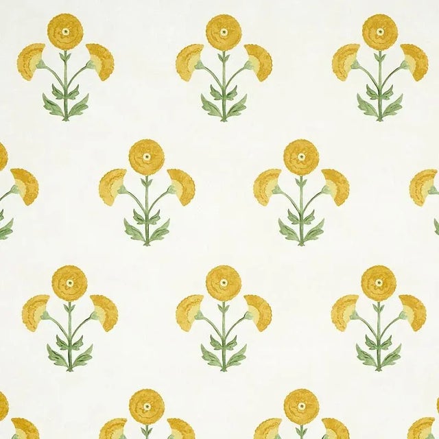 Schumacher Schumacher Saranda Flower Wallpaper in Marigold - 10 Yards For Sale - Image 4 of 4