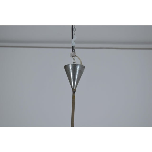 Vintage Glass Disc Pendant Light, 1940s For Sale - Image 3 of 11