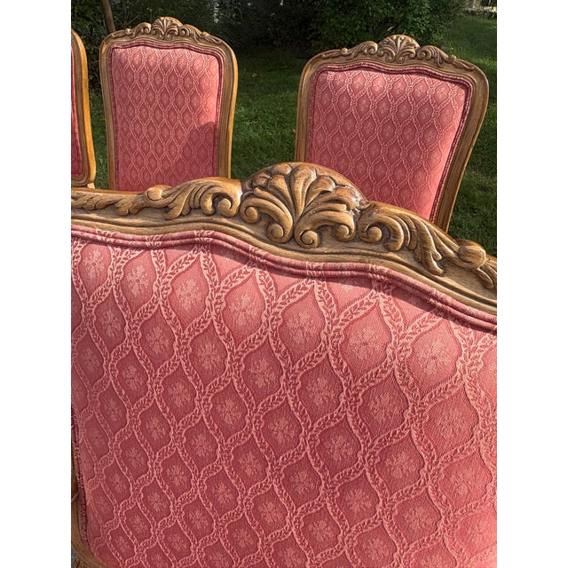 Vintage Drexel Heritage French Style Wood and Upholstered Dining Chairs- A Set of 6 For Sale - Image 12 of 12