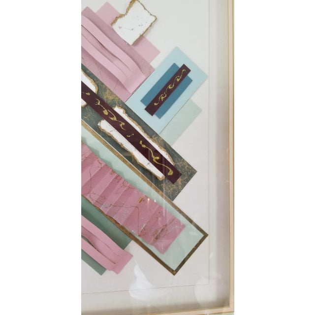 Wood 1980s 80s Tienel Postmodern Geometric Collage Wall Art / Painting For Sale - Image 7 of 10