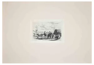 After Charles Coleman, The Rustic House in Roman Countryside, Original Etching, 1992