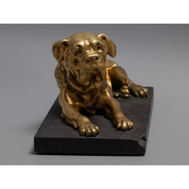 Metal 19th Century English Bronze Mastiff Dog Figure on a Stone Stand For Sale - Image 7 of 10