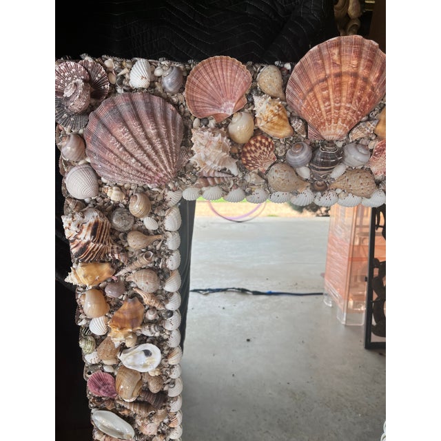 American Handcrafted Seashell Encrusted Wall Mirror For Sale - Image 9 of 12