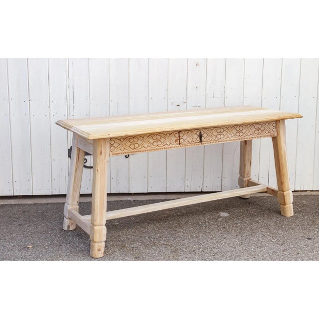 Bleached Carved Tavern Console Table For Sale - Image 10 of 12