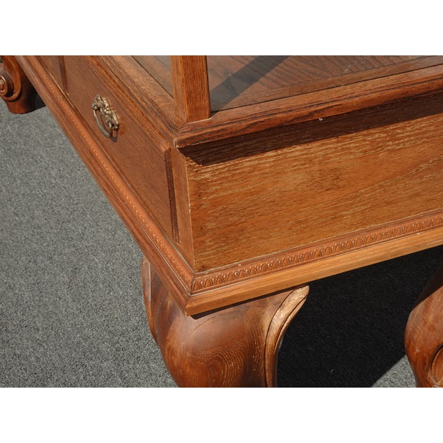 Large Vintage French Country Mercantile Store Display Case Floor Cabinet W Mirror Doors For Sale - Image 14 of 16