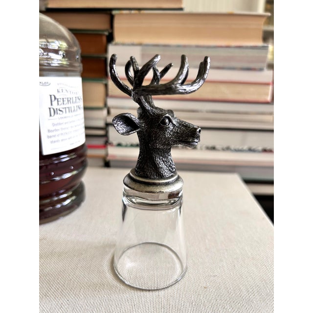 Vintage Pewter Stag Head Shot Glass For Sale - Image 4 of 6