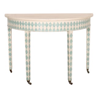 Swedish Painted Demi-Lune Console Table For Sale