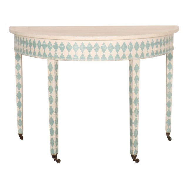 Swedish Painted Demi-Lune Console Table For Sale