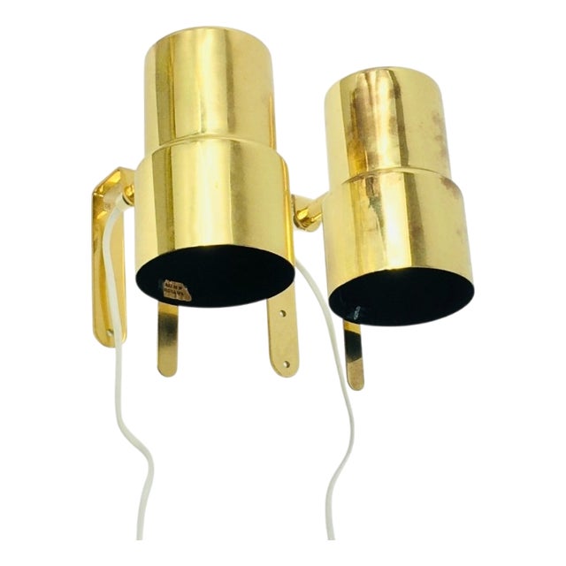 Mid-Century Scandinavian Brass Wall Sconces by Hans-Agne Jakobsson, Sweden, 1960s, Set of 2 For Sale