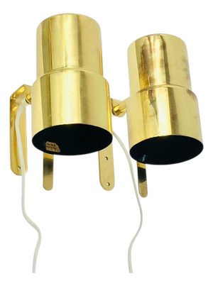 Mid-Century Scandinavian Brass Wall Sconces by Hans-Agne Jakobsson, Sweden, 1960s, Set of 2