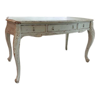 Bespoke Habersham Furniture French Country Pale Blue Distressed Desk For Sale