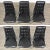 A set of six mid century modern aluminum base dining chairs in a black vinyl. Minor wear and tears shown. Seat height is...
