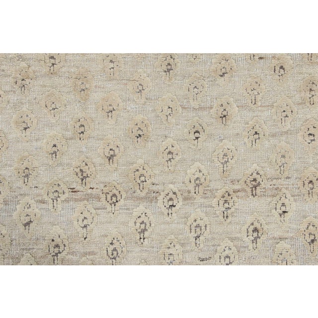 Modern Rug & Kilim’s Block Print Runner Rug, Brown With Cream Floral Motifs For Sale - Image 3 of 7