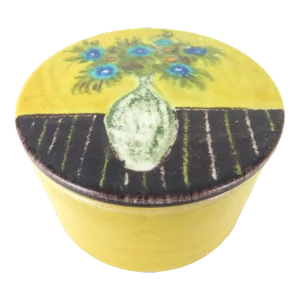 Mid 20th Century Yellow Raymor Bitossi Box With Floral Still Life