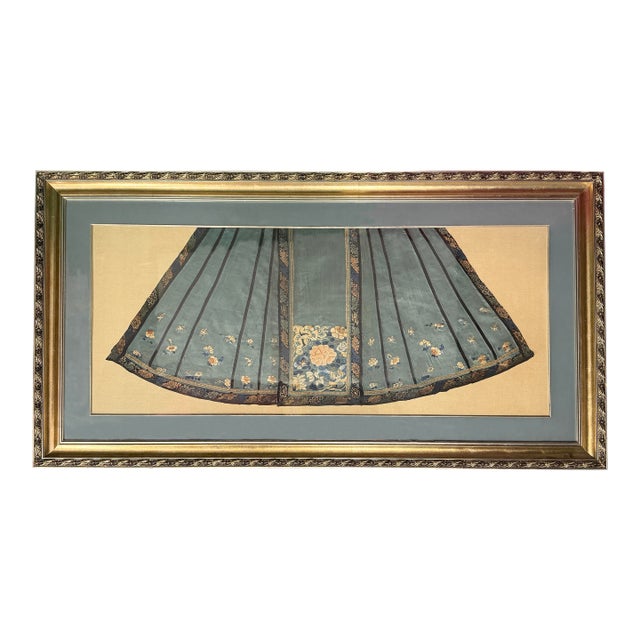 Antiques Chinese Dynasty Skirt Fabric Framed Wall Art Decor For Sale