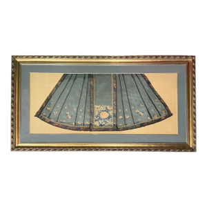Antiques Chinese Dynasty Skirt Fabric Framed Wall Art Decor