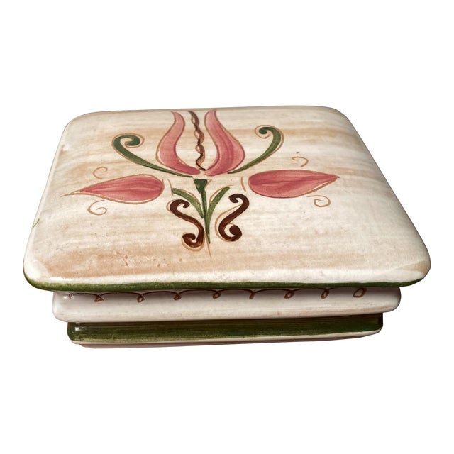 Vintage Stangl Pottery Terra Rose Trinket Box For Sale