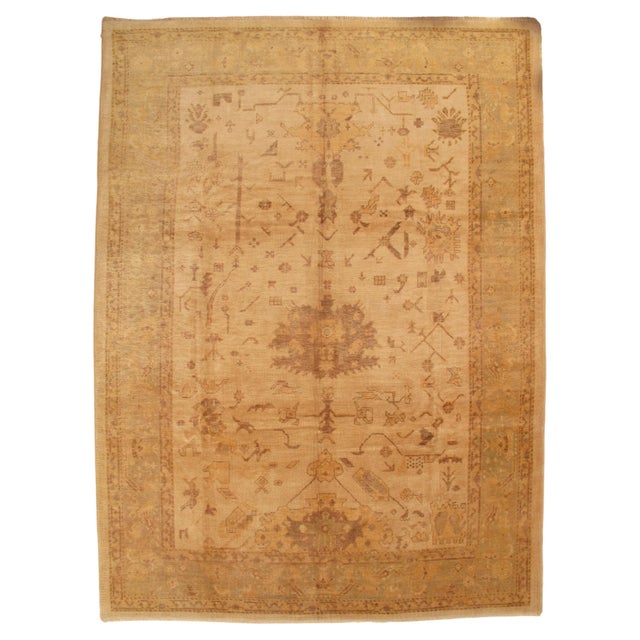 Vintage Oushak Carpet, Oriental Rug, Handmade, Ivory, Gray, Saffron, Yellow For Sale - Image 14 of 18