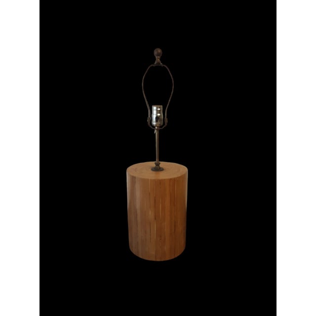 Mid 20th Century Vintage Bamboo Veneer Table Lamp For Sale - Image 5 of 6