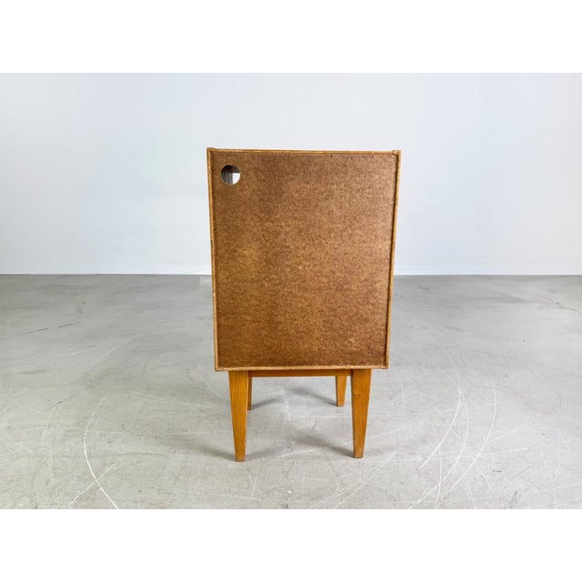 Wood Small Midcentury Bedside Table in Oak For Sale - Image 7 of 8