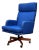 Mid-Century Modern Blue Executive Desk Chair on Walnut Base in the Style of Fredrik Kayser For Sale