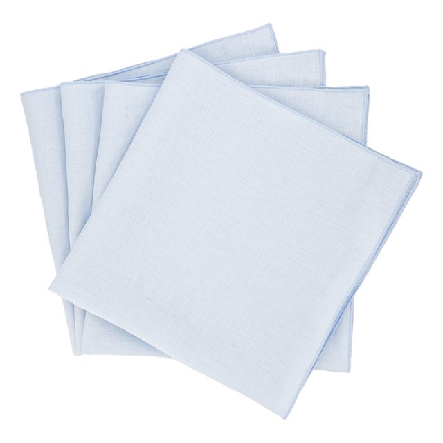 Blue Linen Napkins, Set of 4 For Sale