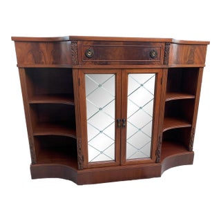 1940's Neoclassical Mahogany Console Cabinet Dry Bar For Sale