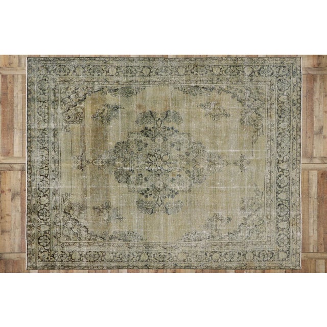 Tan Antique Persian Mahal Rug - 09'06 X 12'04 For Sale - Image 8 of 9