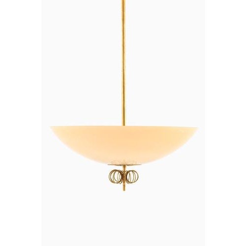 Ceiling Lamp in Brass and Glass from Paavo Tynell, 1950s For Sale - Image 3 of 11