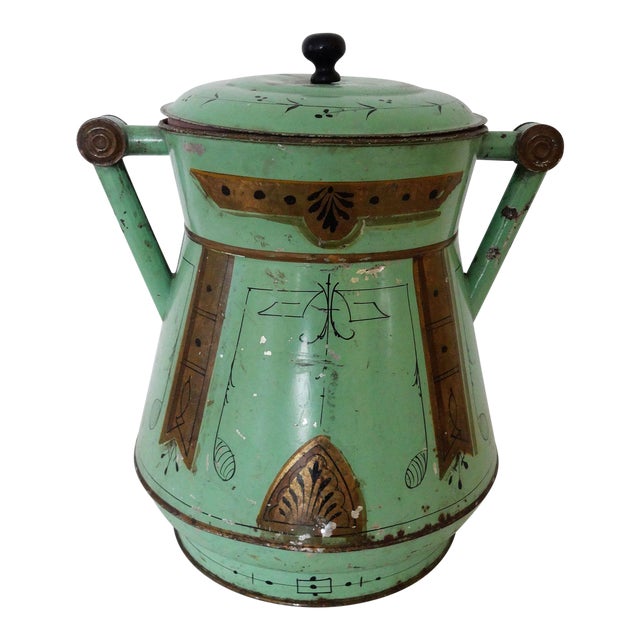 Late 19th Century Antique Toleware Container | Chairish