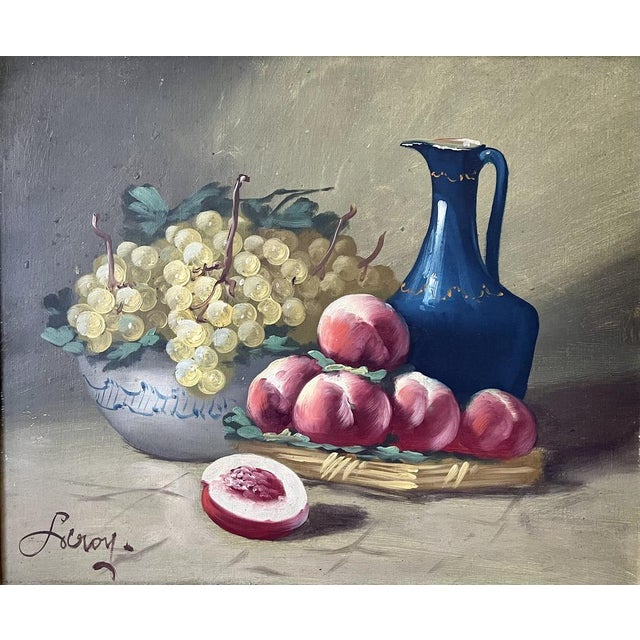 Magnificent, richly framed painting depicting a superb still life. This captivating work presents a harmonious composition...