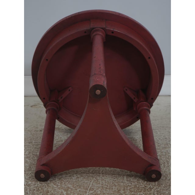 Round Red Painted Primitive Side Table For Sale - Image 12 of 12